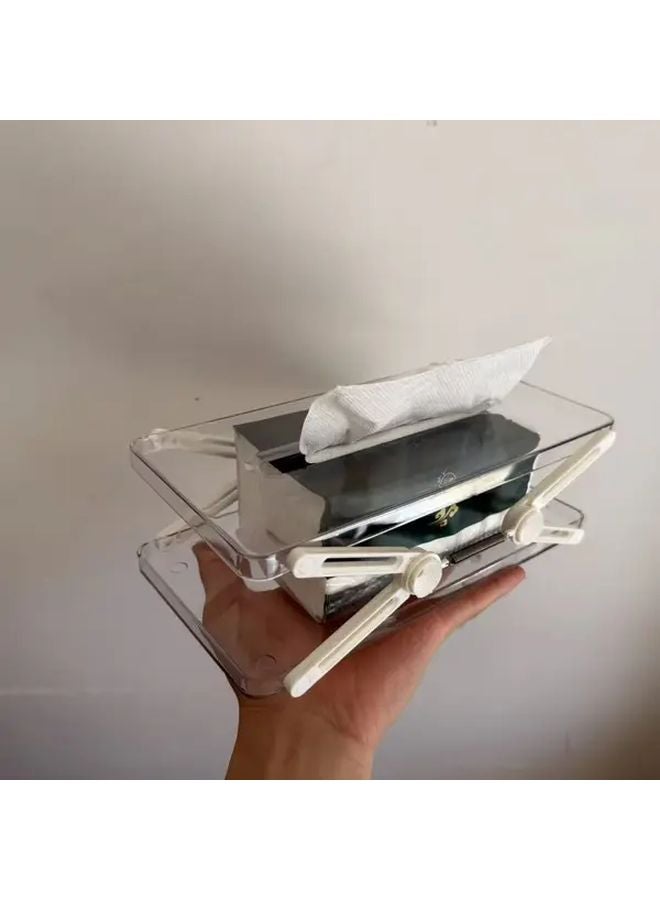 صندوق المناديل الشفاف القابل للتعديل مع مشبك تركيب موفر للمساحة - Image 1