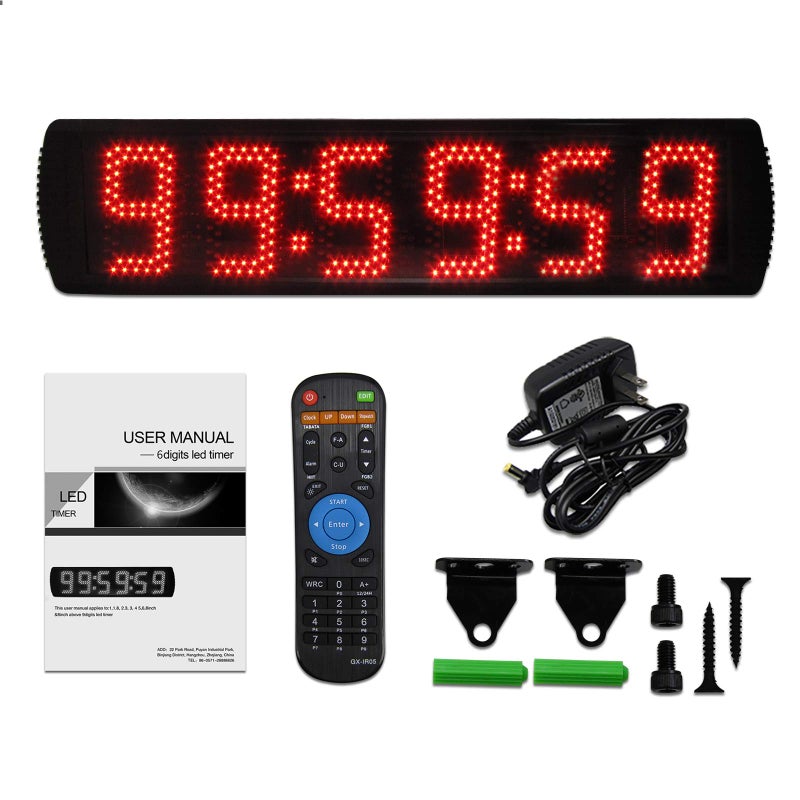 ساعة سباق LED محمولة 5 بوصة عالية 6 أرقام مع عد تنازلي للأحداث الرياضية 1224 ساعة ساعة توقيت LED عن بُعد
