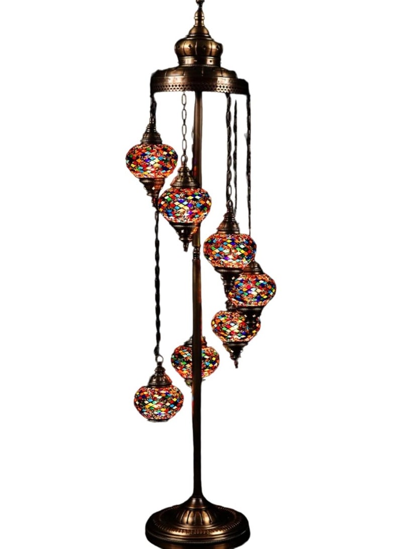 Quick Cart Turkish Sultan Mosaic Lamp with 7 Globes Floor Stand Light | Antique Lantern Perfect for House warming, Birthday & Anniversery Party Gift | Perfect For Office & Hotel  - Image 2