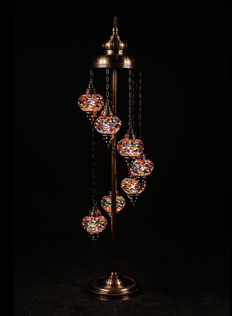 Quick Cart Turkish Sultan Mosaic Lamp with 7 Globes Floor Stand Light | Antique Lantern Perfect for House warming, Birthday & Anniversery Party Gift | Perfect For Office & Hotel  - Image 1