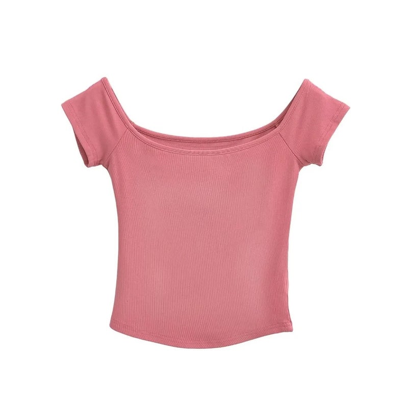 Pure Spice Girl Collarbone Short-Sleeved T-Shirt Sweet Cyber Celebrant Figure Slim-Fit Jacket With Collar - Image 1