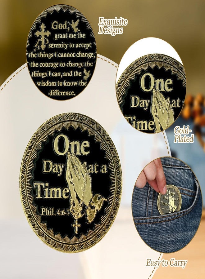 Landical 10 Pcs Serenity Prayer Coins One Day at a Time Gift Religious Prayer Challenge Coins for Men Women Firefighter Public Servants Law Enforcement Gift - Image 3