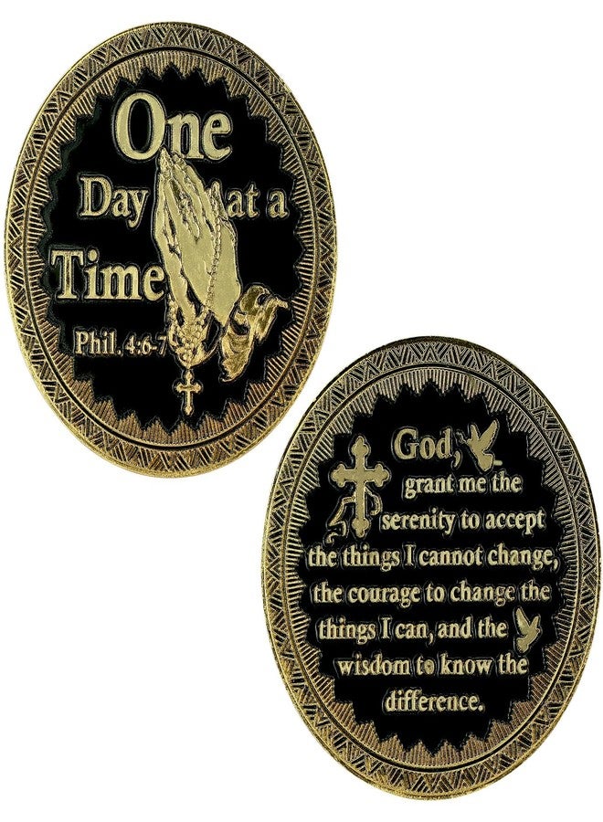 Landical 10 Pcs Serenity Prayer Coins One Day at a Time Gift Religious Prayer Challenge Coins for Men Women Firefighter Public Servants Law Enforcement Gift - Image 1