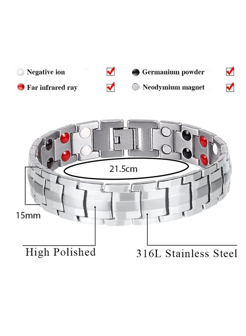 عام إسوارة مغناطيسية للرجال من التيتانيوم الفولاذي، العلاج المغناطيسي بالمغناطيس الإسوارات. - Image 4