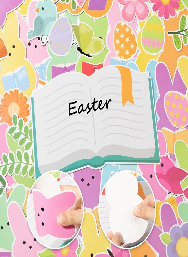 Yopyame 129Pcs Reading with My Peeps Easter Bulletin Board Set Easter Reading Peeps Bunny Book Butterfly Flowers Cutouts Bulletin Board Borders Trim Classroom Sunday School Chalkboard Wall Decoration - Image 3