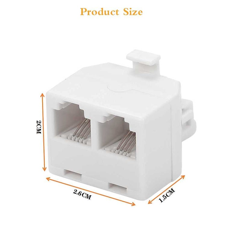 Vthahaby 3 Pack White 2 Way Duplex Jack Phone Wall Adapter - RJ11 Converter Splitter for Home Office ADSL DSL Fax Modem Cordless Phone System - Image 3