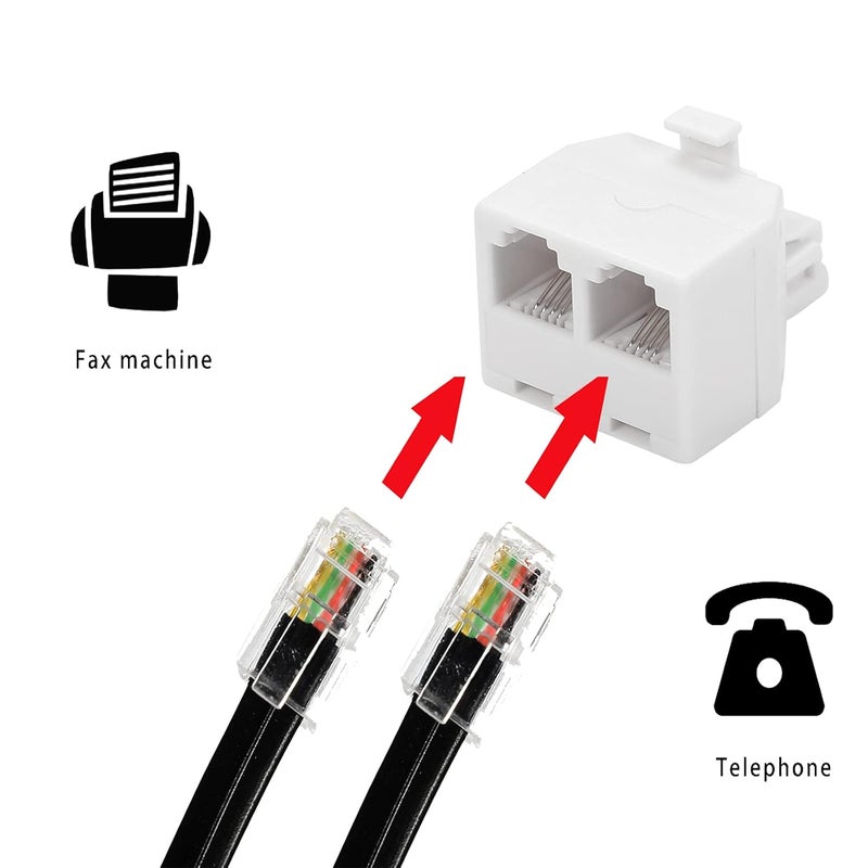 Vthahaby 3 Pack White 2 Way Duplex Jack Phone Wall Adapter - RJ11 Converter Splitter for Home Office ADSL DSL Fax Modem Cordless Phone System - Image 2