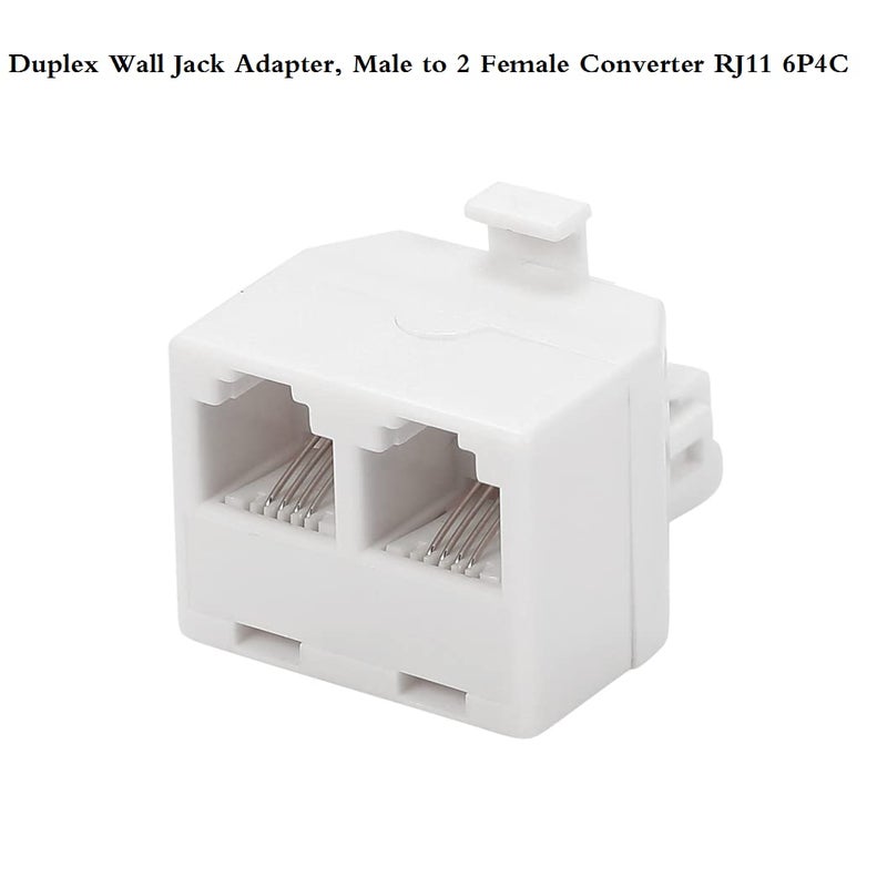 Vthahaby 3 Pack White 2 Way Duplex Jack Phone Wall Adapter - RJ11 Converter Splitter for Home Office ADSL DSL Fax Modem Cordless Phone System - Image 4