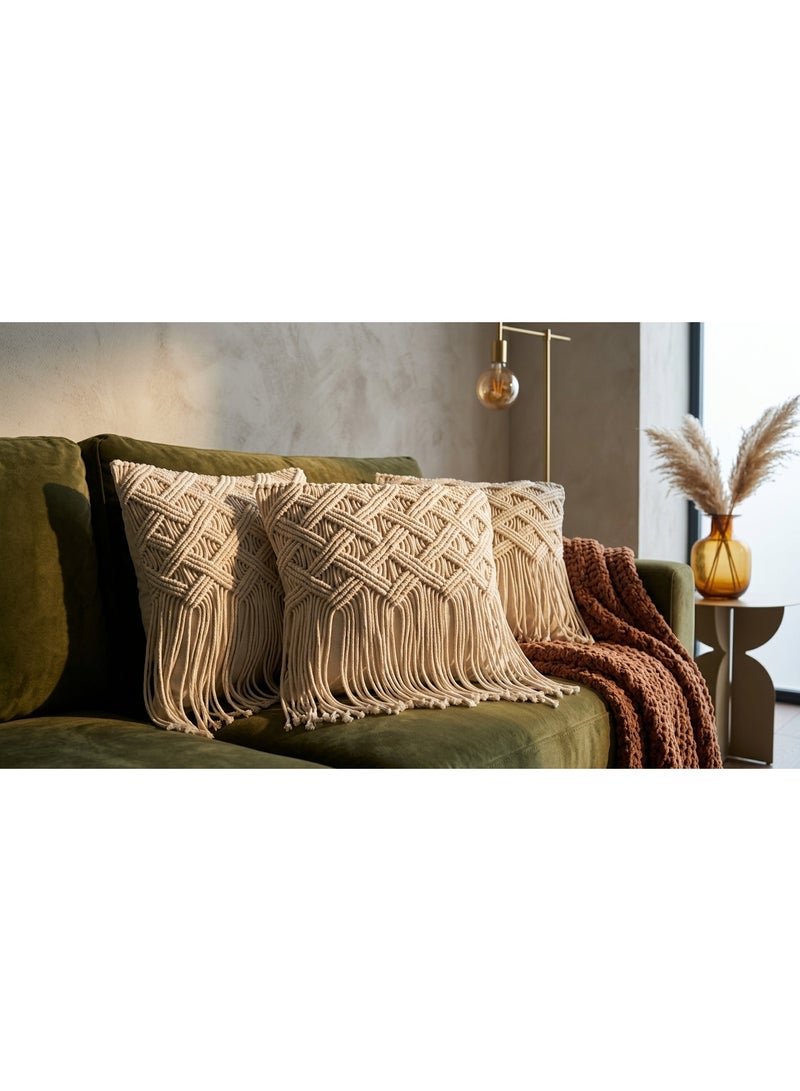 انتيكيانو 3 ديكور بوهيمي/غطاء وساده من خيوط المكرميه القطن مقاس 45*45 - Image 3