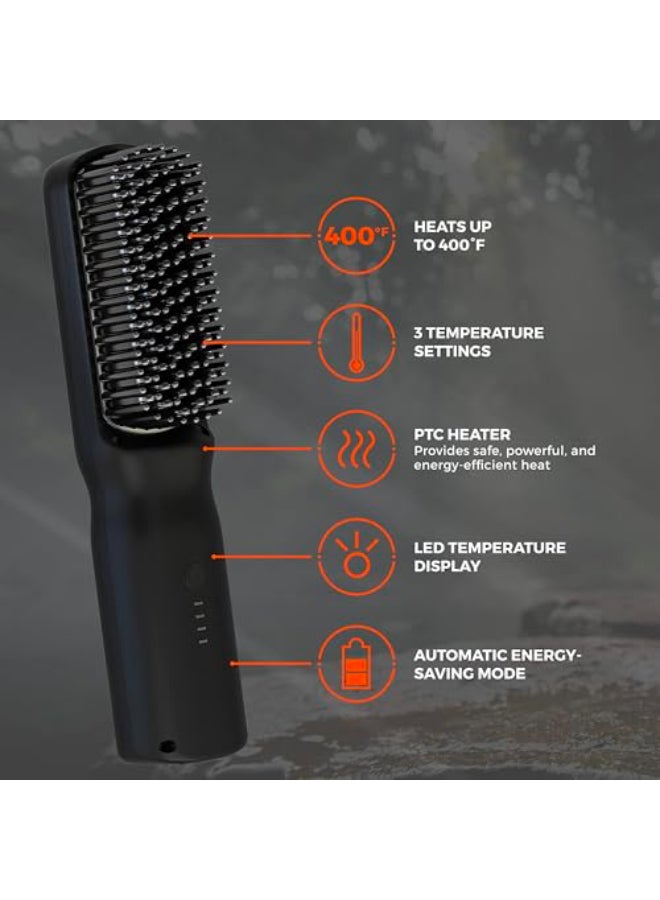 Wild Willies Beard Care Kit Heated Beard Straightener for Men Beard Butter Beard Growth Serum Ultimate Grooming Tool Set Beard Balm Hydrating Serum Hot Comb Beard Brush for Daily Use - Image 3