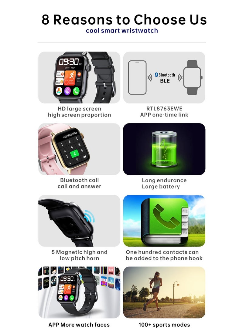 QS08Pro Body Temperature Heart Rate Sports Call Smart Watch (Black) - Image 5