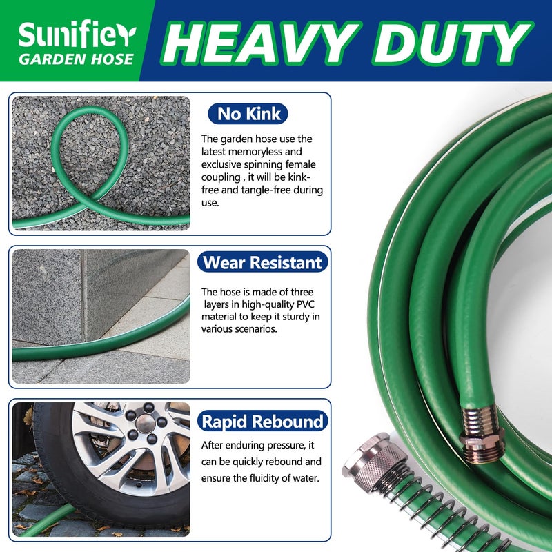 Sunifier Short Garden Hose 3 ft 6ft 8 ft 10 ft â€“ Hybird Leader Water Hose - Small Garden Hose Extension, Flexible Hose Extender for Lawn Watering, Car Washing - Burst 500 Psi (Green, 3 FT) - Image 5