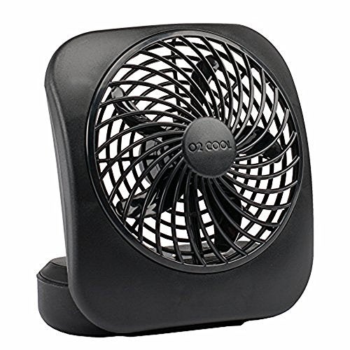 O2COOL Treva 5 Inch Battery Powered Fan Portable Desk Fan 2 Cooling Speeds with Compact Folding  Tilt Design Cubicle Accessories Small Portable Black