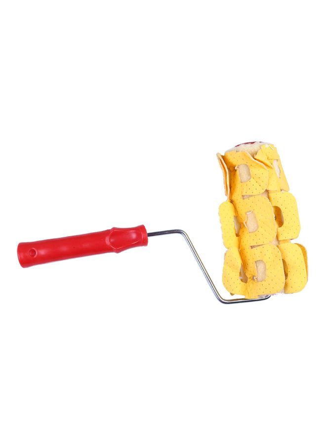 NIBEMINENT Flower Design Paint Roller Yellow/Red/Silver 7inch  - Image 1