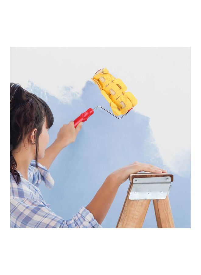 NIBEMINENT Flower Design Paint Roller Yellow/Red/Silver 7inch  - Image 4