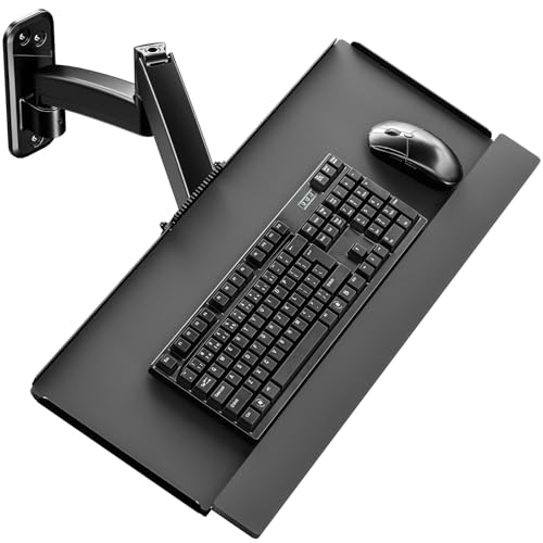 PUTORSEN Keyboard Tray Wall MountSitStand 26 Inch Keyboard and Mouse StandHeight Adjustable Typing Platform360 Degree Rotation Holds up to 198 lbs Black - Image 1