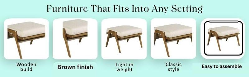 OGESTA Stool/Seat/Ottoman/Bench in Solid Sheesham Wood Stool with Cushion | Sitting Chair with Handle (Mahogany, Type-2) - Image 3
