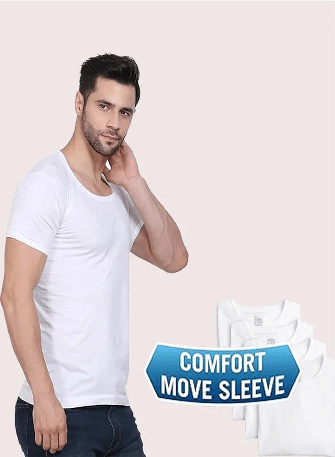 DICE White half cotton sleeve shirt, 6 pieces, round neck - Image 4