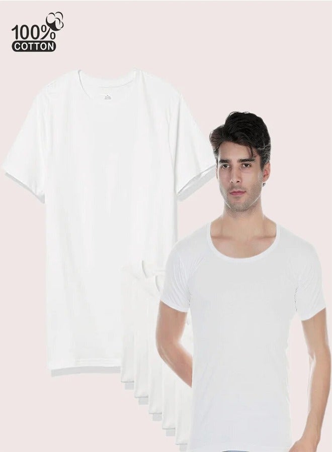 DICE White half cotton sleeve shirt, 6 pieces, round neck - Image 3