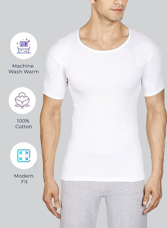 DICE White half cotton sleeve shirt, 6 pieces, round neck - Image 2