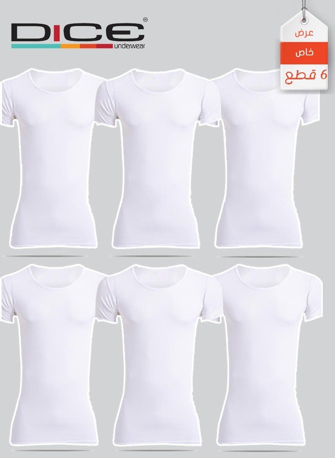 DICE White half cotton sleeve shirt, 6 pieces, round neck - Image 1