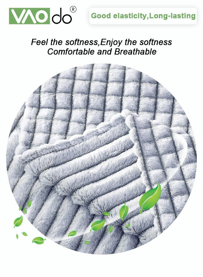 فاو دو غطاء أريكة مزدوج الجوانب، غطاء أريكة بسيط، بطانية متعددة الوظائف، أريكة زخرفية واقية، رمادية، 180*230 سم - Image 5