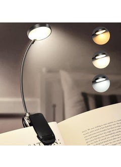 Necomi Reading Light with Clip, 12 LED Lamp, 3 Color Temperatures, Lightweight Reading Lights for Books in Bed, Up to 60 Hours Eye-Friendly Lighting  - Image 1