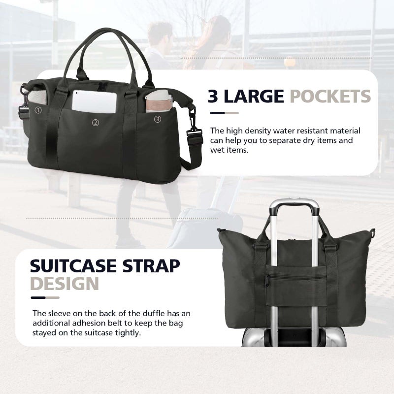 TOPBAG Travel Duffle Bag, Waterproof Weekender Bag Carry On Tote Bags for Women, Travel Essentials Sport Gym Bag for Men, Hospital Bag for Labor and Delivery, Overnight Bag Luggage Bag with Trolley Sleeve - Image 5