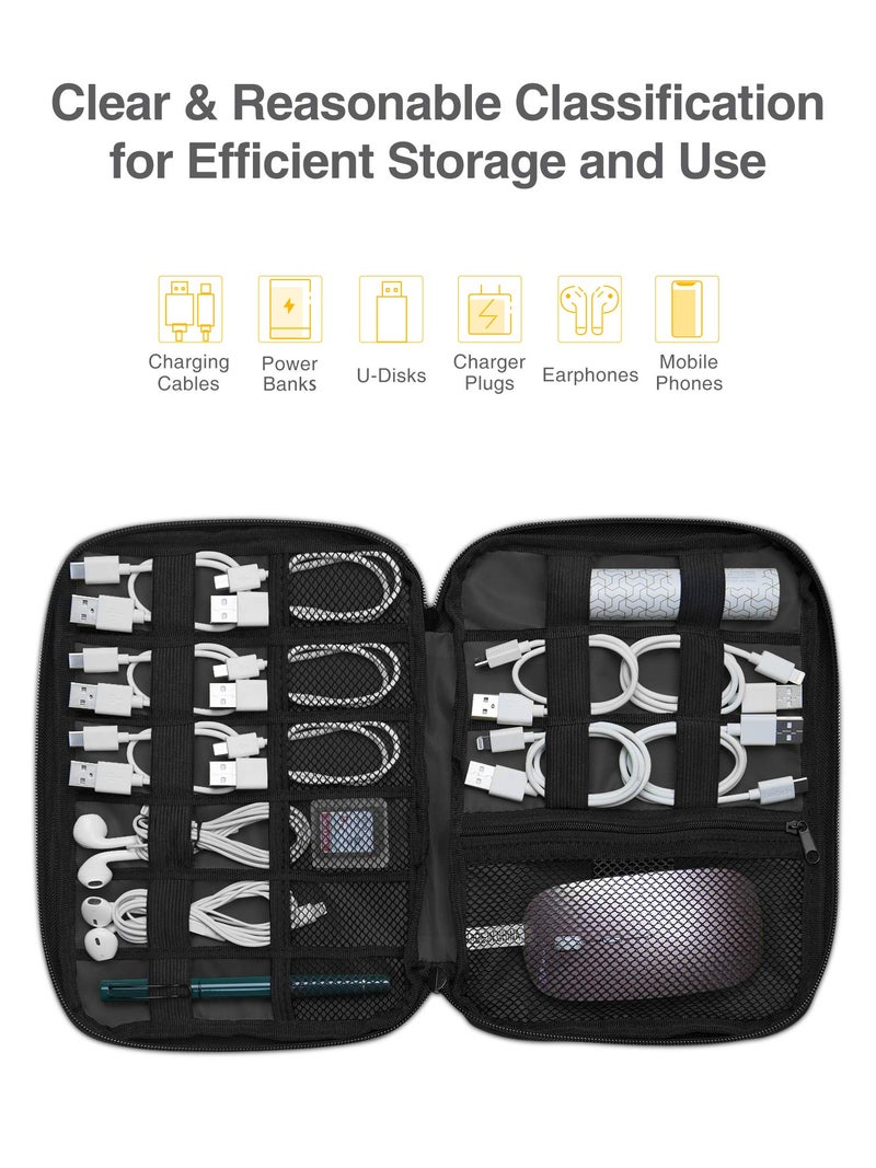 Luxtude Cord Organizer Travel, Flat Cable Organizer Bag, Portable Electronics Organizer, Travel Essentials for Wire/Cord Storage/Charger Case/Cable Storage/Tech Carrying Pouch/Tech Gifts, Purple - Image 3