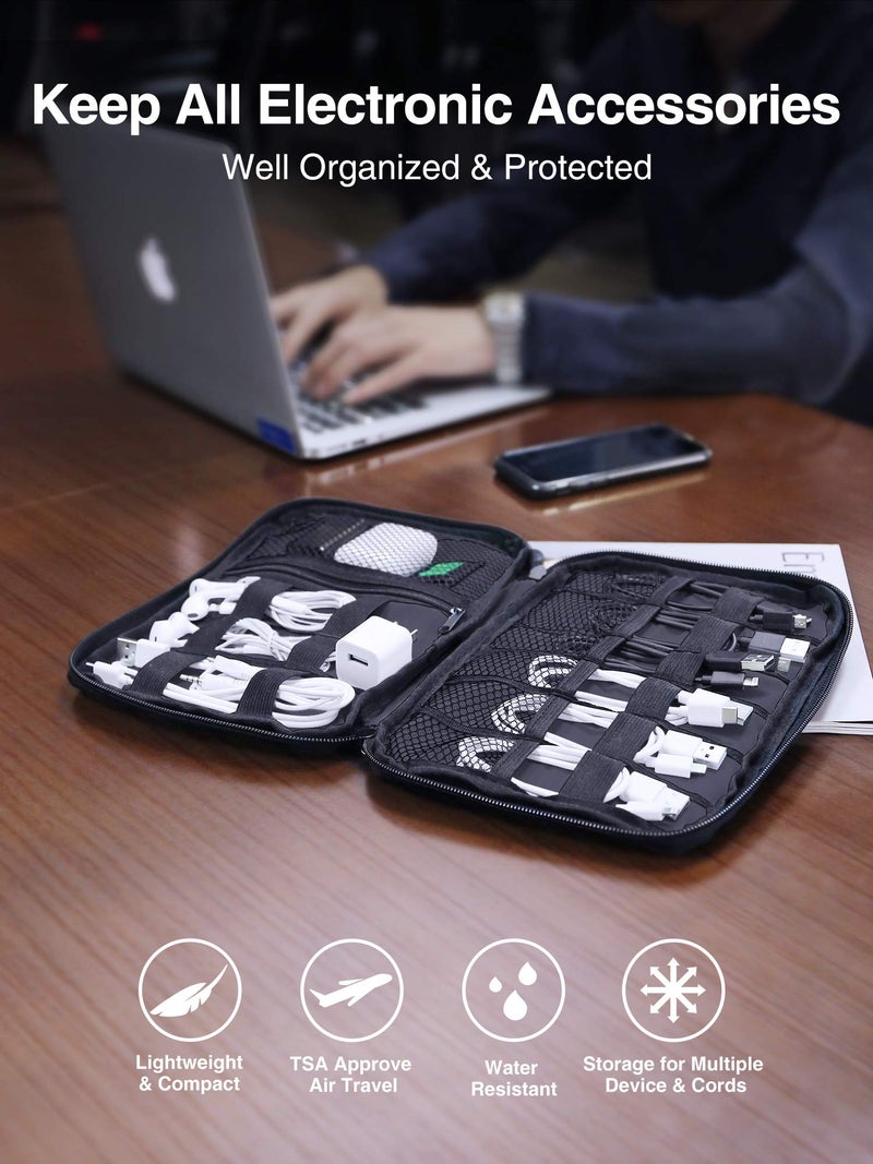Luxtude Cord Organizer Travel, Flat Cable Organizer Bag, Portable Electronics Organizer, Travel Essentials for Wire/Cord Storage/Charger Case/Cable Storage/Tech Carrying Pouch/Tech Gifts, Purple - Image 2