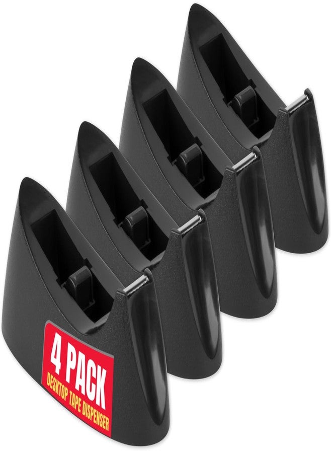 1InTheOffice Tape Dispenser Desk, Office Desktop Tape Dispenser, Nonskid Base, 1 Inch Core, Black (4 Pack) - Image 1