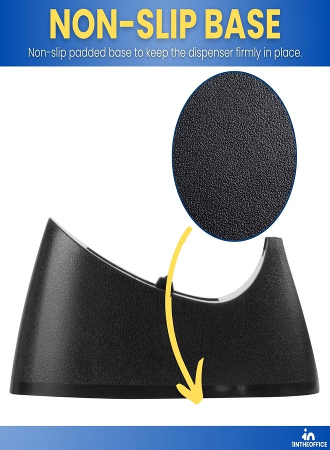 1InTheOffice Tape Dispenser Desk, Office Desktop Tape Dispenser, Nonskid Base, 1 Inch Core, Black (4 Pack) - Image 3