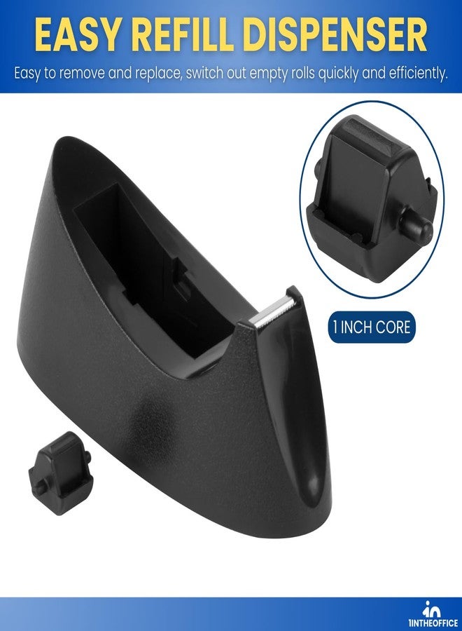 1InTheOffice Tape Dispenser Desk, Office Desktop Tape Dispenser, Nonskid Base, 1 Inch Core, Black (4 Pack) - Image 5