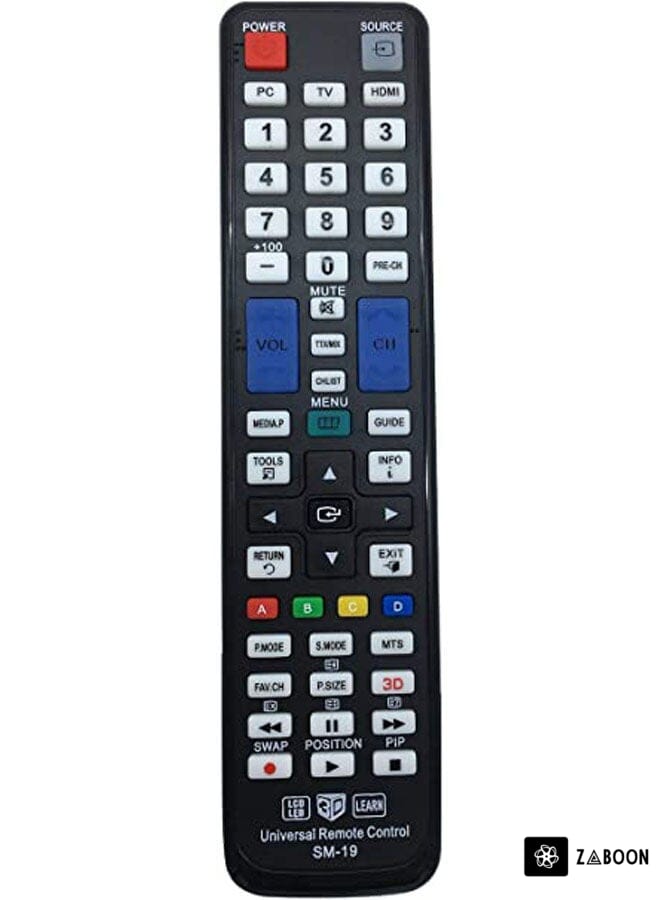 Zaboon Allimity Replaced Universal Remote Control Fits For Samsung Series Lcd Led Hdtv Learn 3D Tv Black