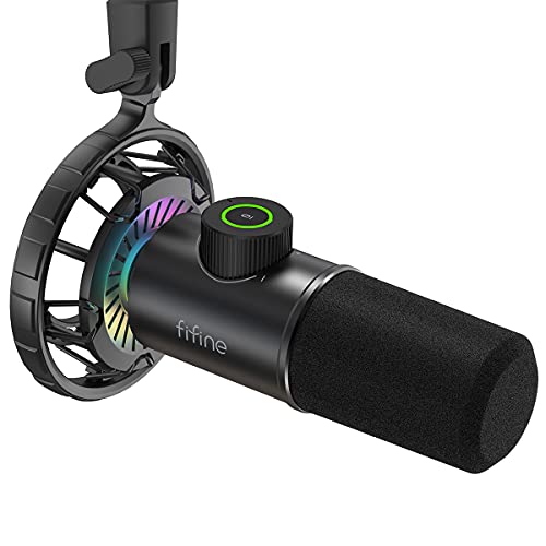 FIFINE USB Gaming Microphone, RGB Dynamic Mic for PC, with Tap-to-Mute Button, Plug & Play Cardioid Mic with Headphone Jack for Streaming, Podcast, Twitch, YouTube, Discord- K658 - Image 1