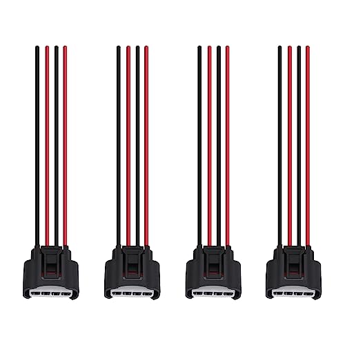 Yikesai 4 Packs Ignition Coil Female Connector Plug Harness Pigtail Compatible with Toyota Camry, Highlander, Matrix, RAV4, Solara, Lexus HS250h, Scion tC, Pontiac Vibe L4 2.4 L - Image 1