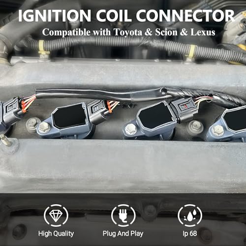 Yikesai 4 Packs Ignition Coil Female Connector Plug Harness Pigtail Compatible with Toyota Camry, Highlander, Matrix, RAV4, Solara, Lexus HS250h, Scion tC, Pontiac Vibe L4 2.4 L - Image 5