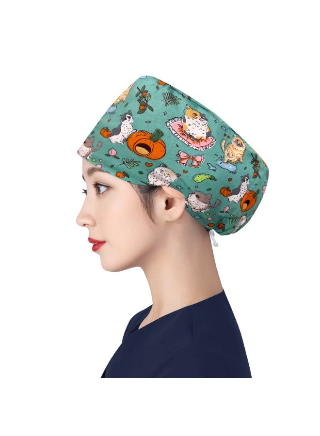 NIBEMINENT Women's Long Hair Nursing Cap Cotton Adjustable Medical Hospital Surgical Cap Unisex Anesthesiologist Nurse Working Scrub Caps