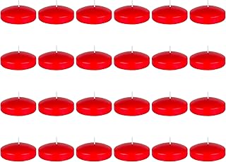 MEGA CANDLES Mega Candles 24 pcs Unscented Red Floating Disc Candle, Hand Poured Paraffin Wax Candles 3 Inch Diameter, - Image 1