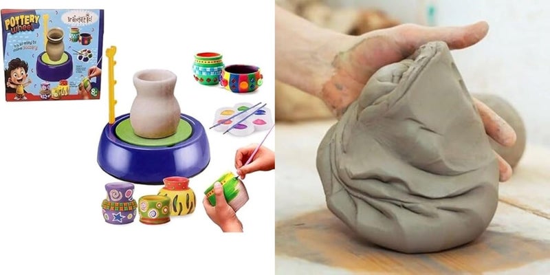Braintastic Battery Operated Pottery Wheel & Painting Kit for Kids with 2 Modeling Clay Set, Sculpting Clay & Tools, Arts & Crafts Kids Age 8-12 - Image 1
