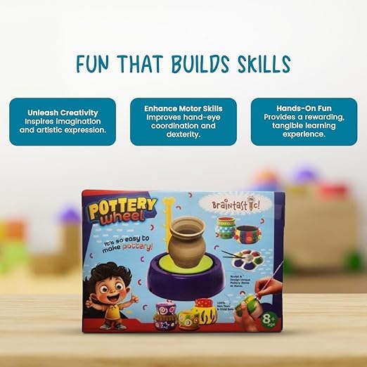 Braintastic Battery Operated Pottery Wheel & Painting Kit for Kids with 2 Modeling Clay Set, Sculpting Clay & Tools, Arts & Crafts Kids Age 8-12 - Image 4