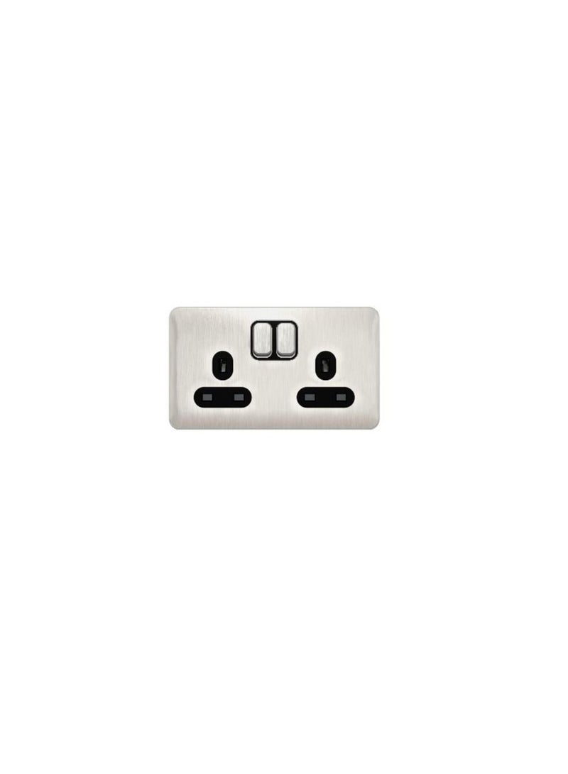 Schneider Electric Lisse GGBL3020BSSS Switched Socket - 2 Gang 13A Stainless Steel with Black Interior - Image 2