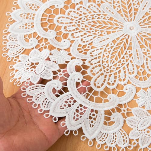 VIRFONOR 2pack Round Lace Placemats for Dining Table,15inch Delicate Floret Embroidered Lace Doilies vase mat for Christmas Daily Use, Washable (White Round 15inch) - Image 3