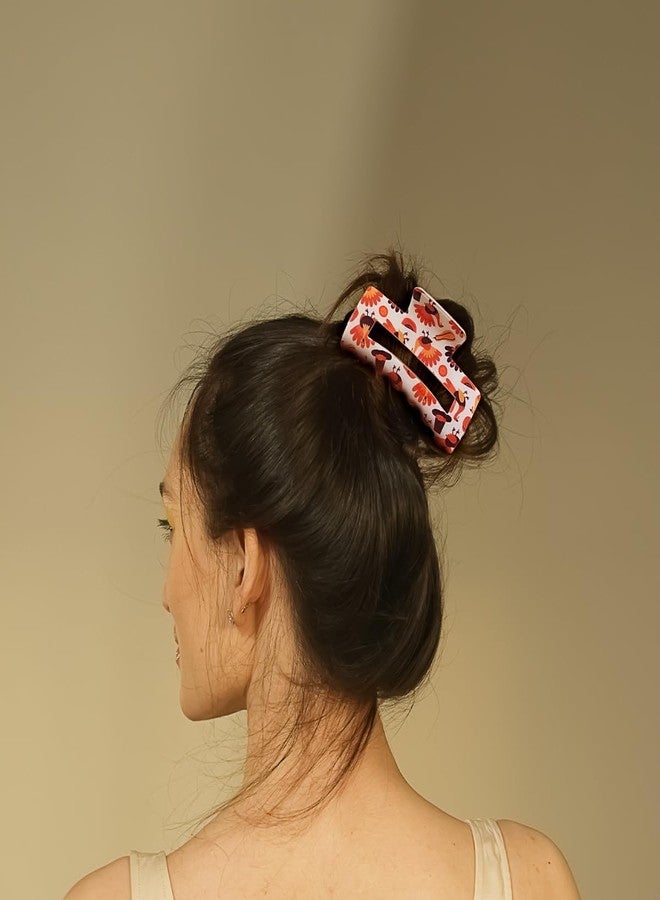 MANGOIT Thanksgiving Hair Claw Clips Turkey Pumpkin Hair Clip Hair Accessories For Thick Hair Non-Slip Square Fall Claw Hair Clips Hairpin For Women Girls Autumn Party Gifts 1Pcs - Image 5