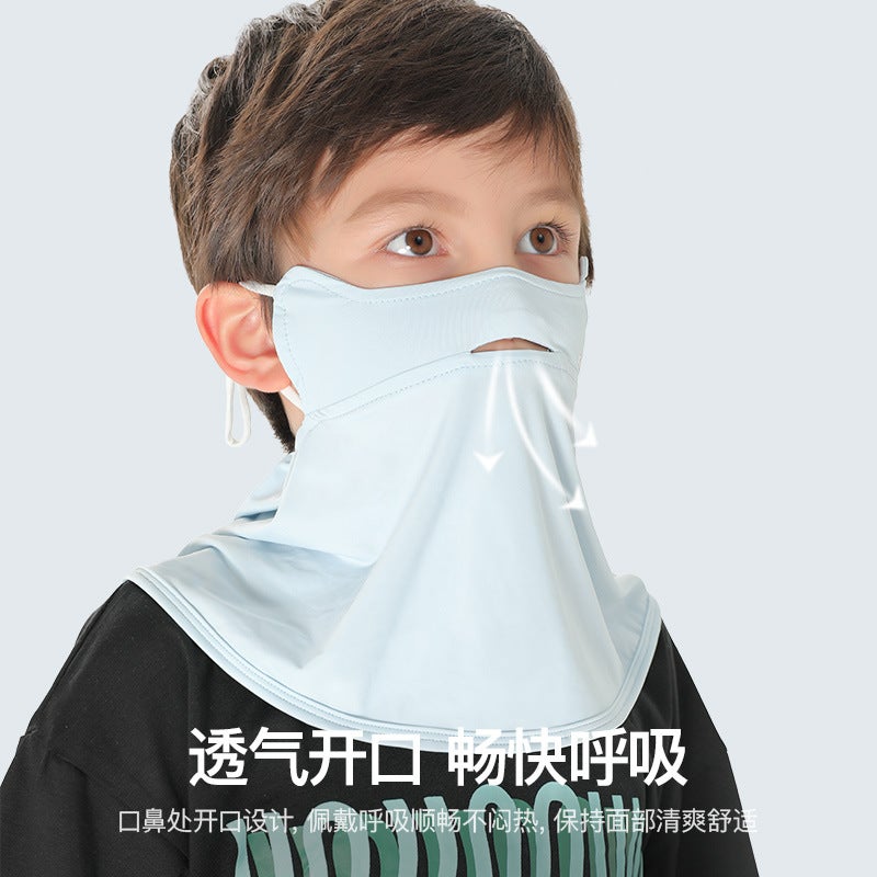 New Children'S Sunscreen Mask Summer Outdoor Sunshade Eye Protection Angle Ice Silk Breathable Mask Extended Neck Protection Xrtj03 - Image 3