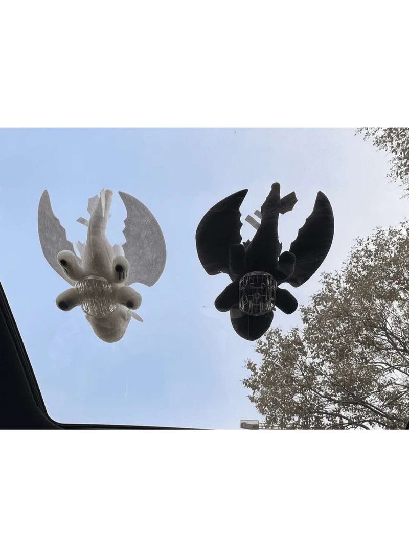 كتيكيوت ملحقات سيارة تنين بلا أسنان مع أجنحة متحركة، دمى سيارات، ألعاب قطيفة، لعبة تعليق خارجية، ملحقات سيارة لطيفة، ديكور سقف السيارة، فتحة السقف - Image 1