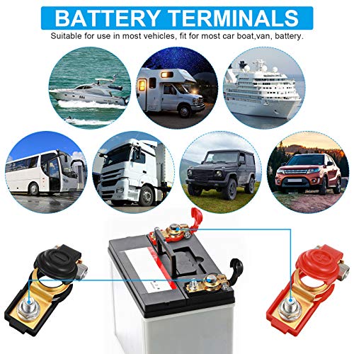 Frienda Car Battery Terminal Clamps Connectors Battery Cable Terminal Positive Negative Auto Battery Cable Terminal Top Post with Plastic Cover For Cars, Truck and Van (4 Pieces) - Image 2
