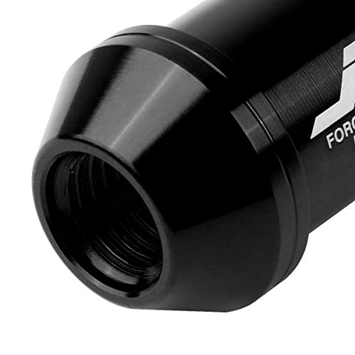 J2 Engineering 20Pcs M12 x 1.25 7075-T6 Aluminum 50mm Open-End Lug Nut w/Socket Key (Black) - Image 4