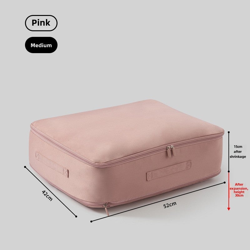 Silk Cotton Quilt Storage Bag for Down Jacket Medium Pink