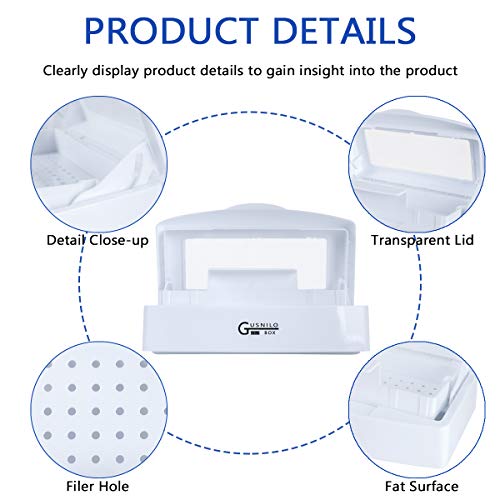 Gusnilo Sanitizing Tray - Disinfectant Container Nail Tool Sterilizer Box Plastic Sanitizing Box for Nail Tools, Hair Salon,Spa (Clear Lid, white) - Image 2